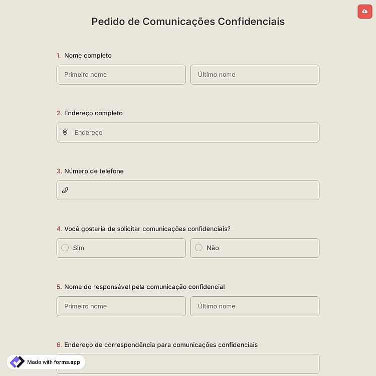 Pedido de Comunicações Confidenciais