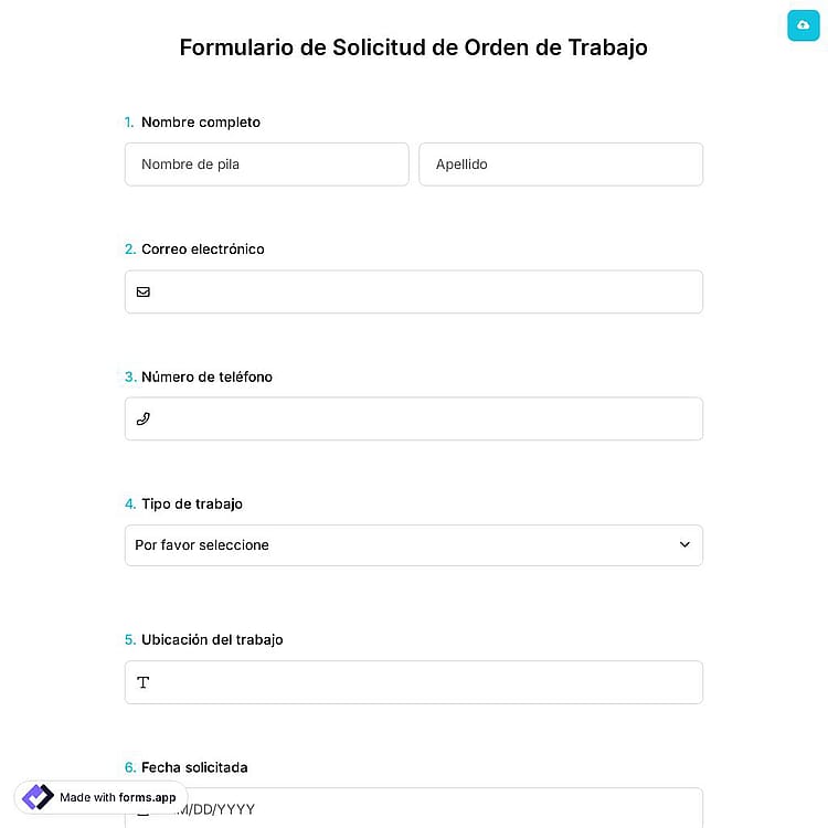 Formulario de Solicitud de Orden de Trabajo