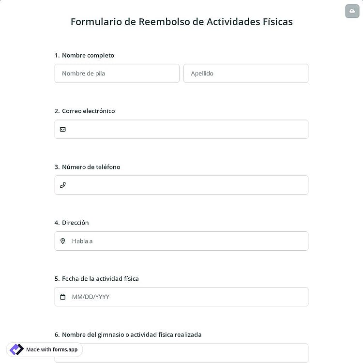 Formulario de Reembolso de Actividades Físicas