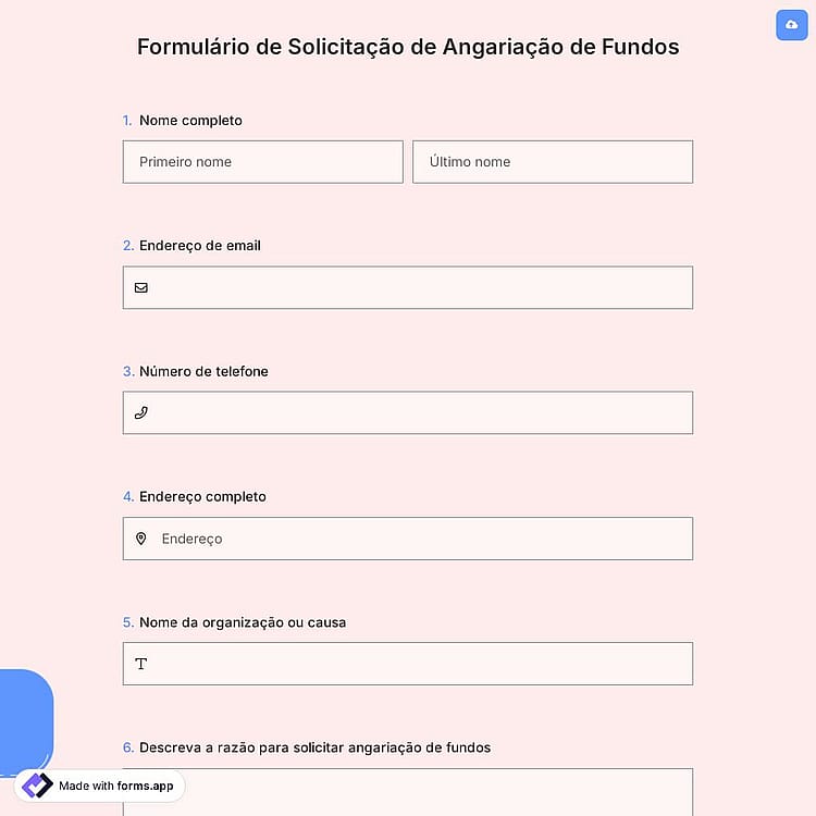 Formulário de Solicitação de Angariação de Fundos
