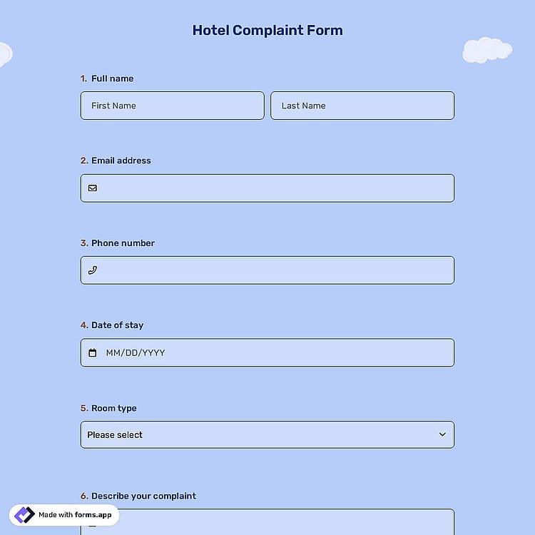 Hotel Complaint Form