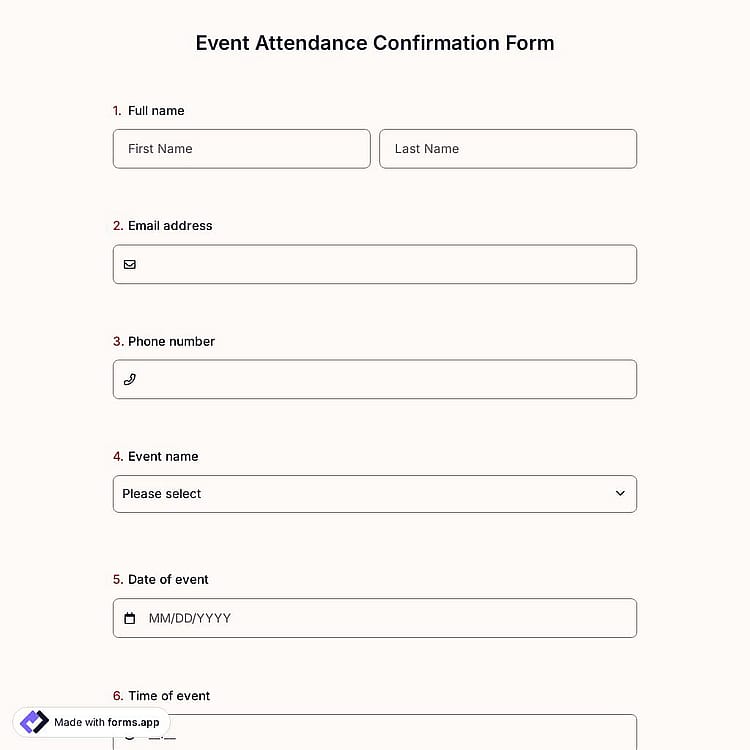 Event Attendance Confirmation Form