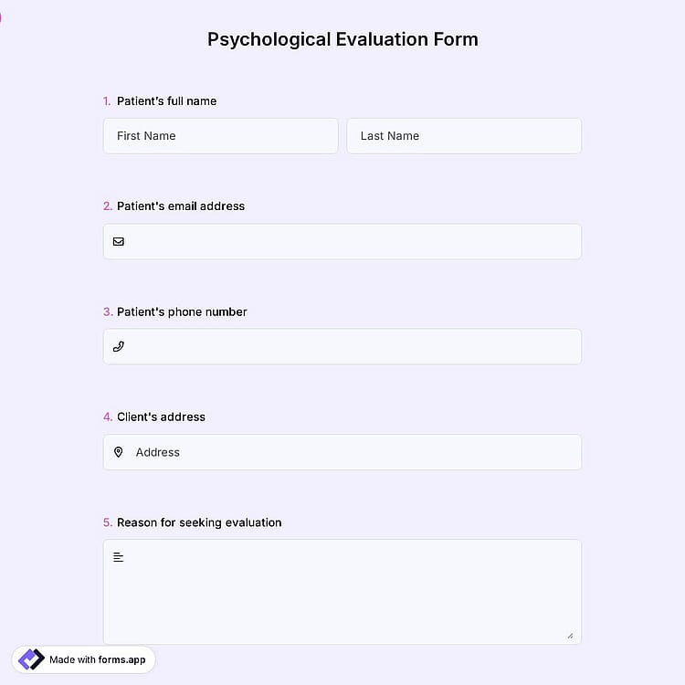 Psychological Evaluation Form