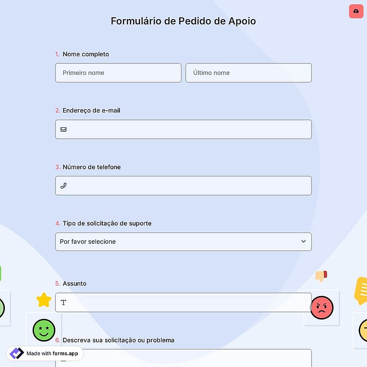 Formulário de Pedido de Apoio
