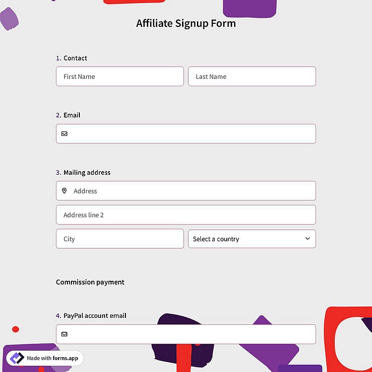 Affiliate Signup Form