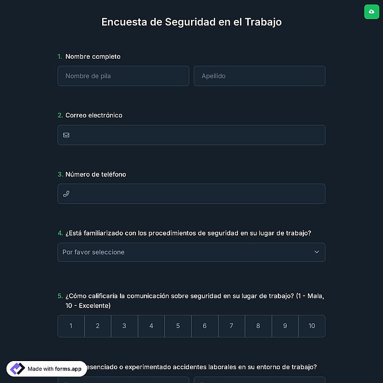 Encuesta de Seguridad en el Trabajo