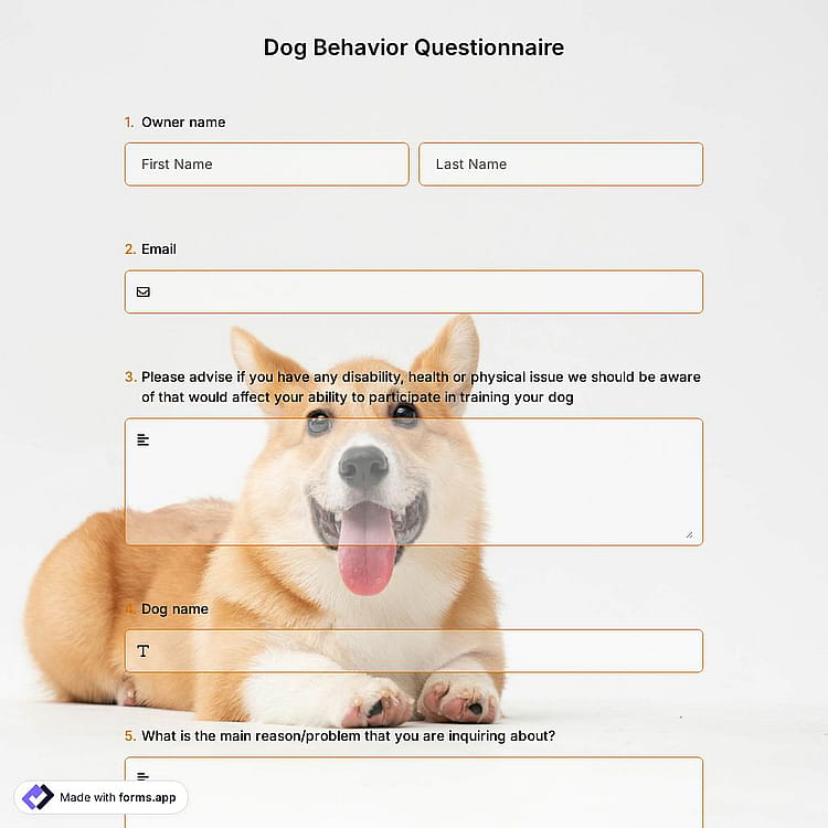 Dog Behavior Questionnaire