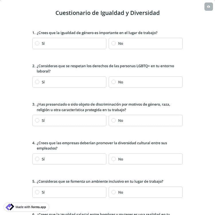 Cuestionario de Igualdad y Diversidad