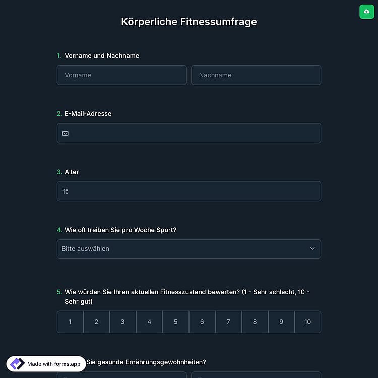 Körperliche Fitnessumfrage