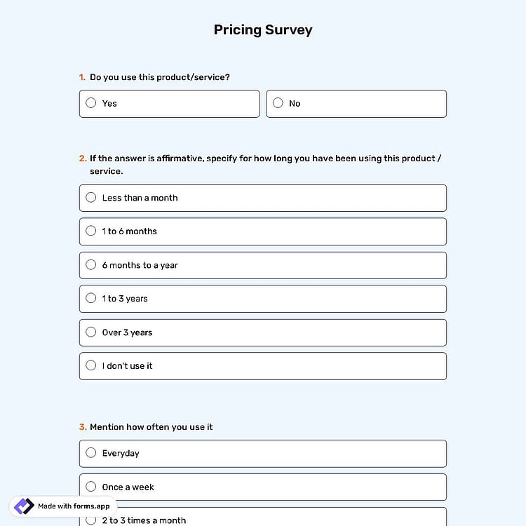 Pricing Survey