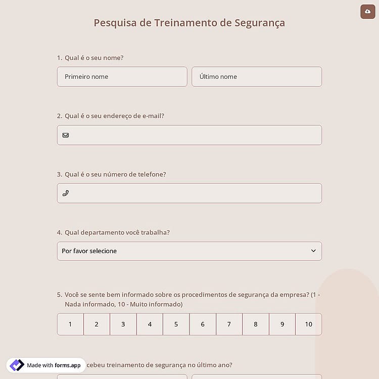 Pesquisa de Treinamento de Segurança