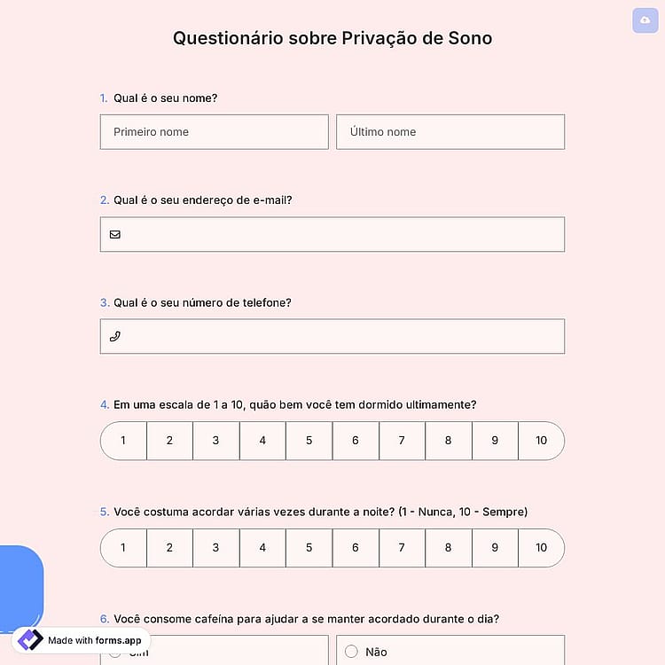 Questionário sobre Privação de Sono
