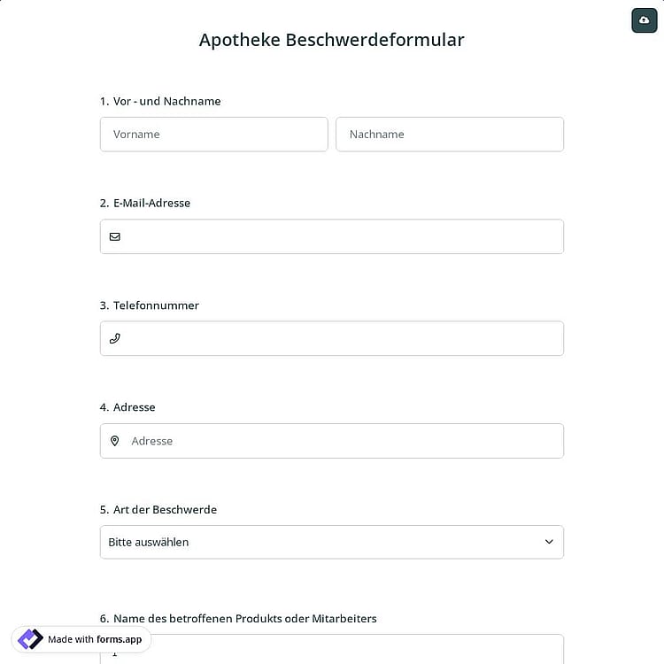 Apotheke Beschwerdeformular