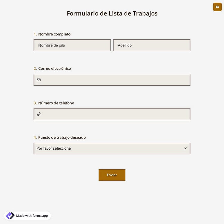 Formulario de Lista de Trabajos