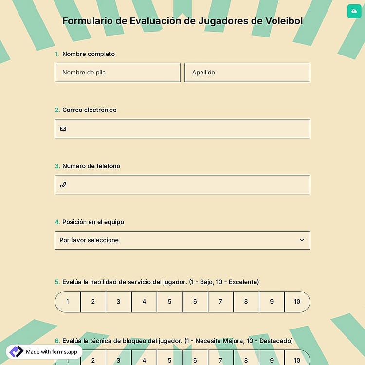 Formulario de Evaluación de Jugadores de Voleibol