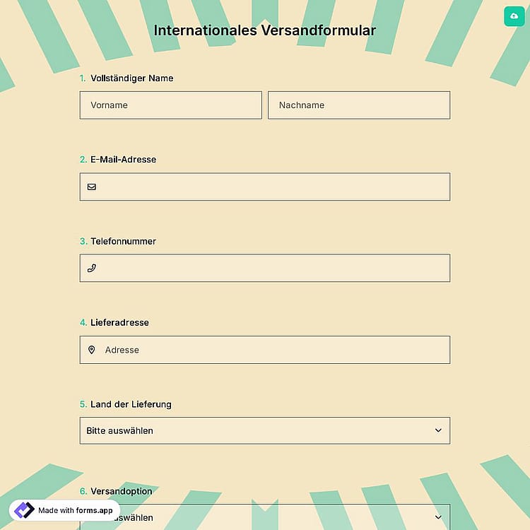 Internationales Versandformular