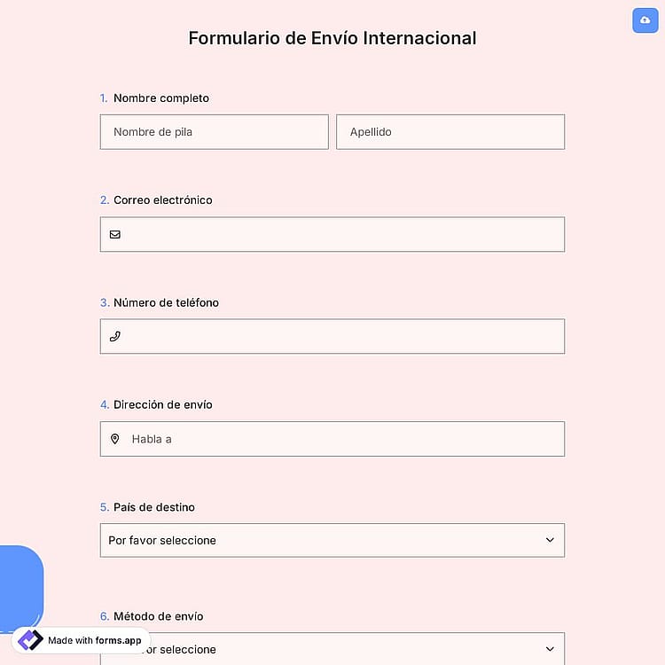 Formulario de Envío Internacional