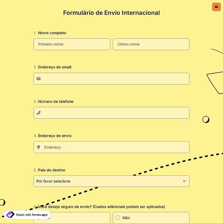 Formulário de Envio Internacional