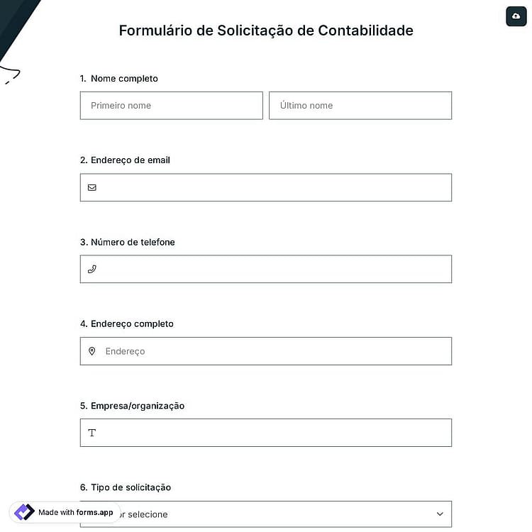 Formulário de Solicitação de Contabilidade