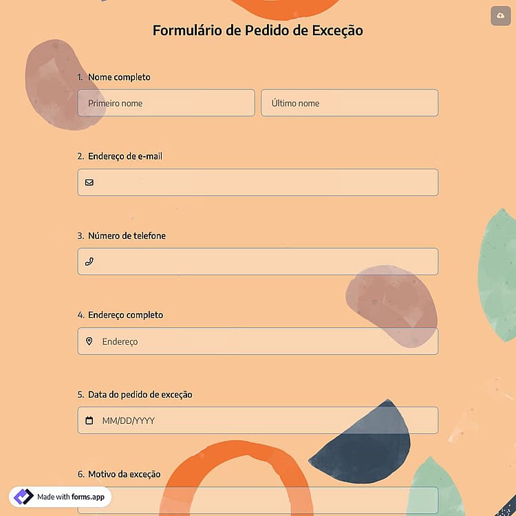 Formulário de Pedido de Exceção