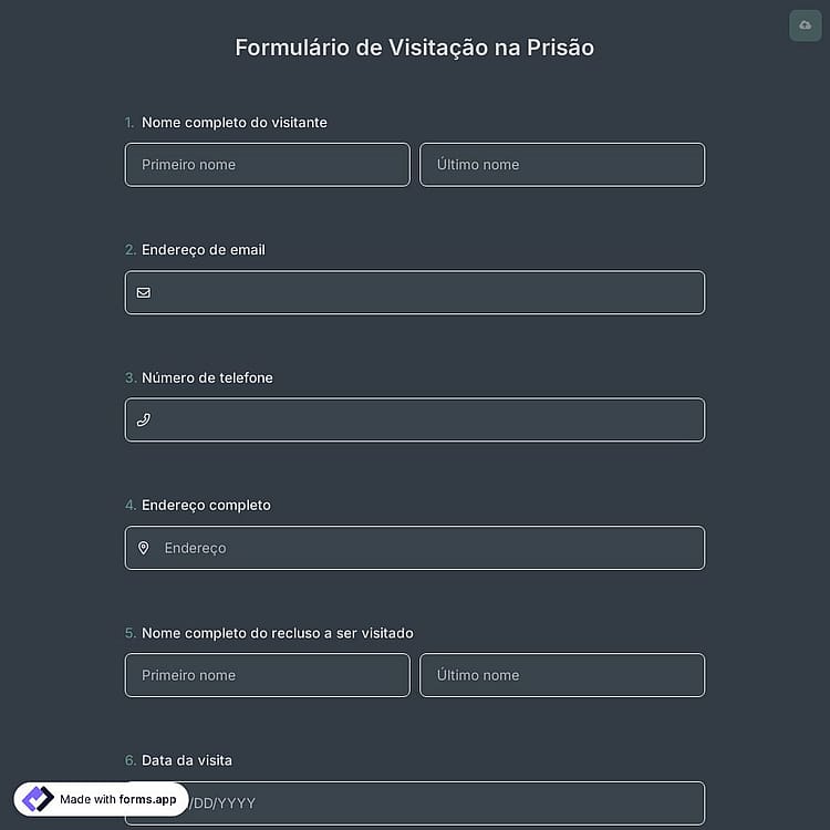 Formulário de Visitação na Prisão