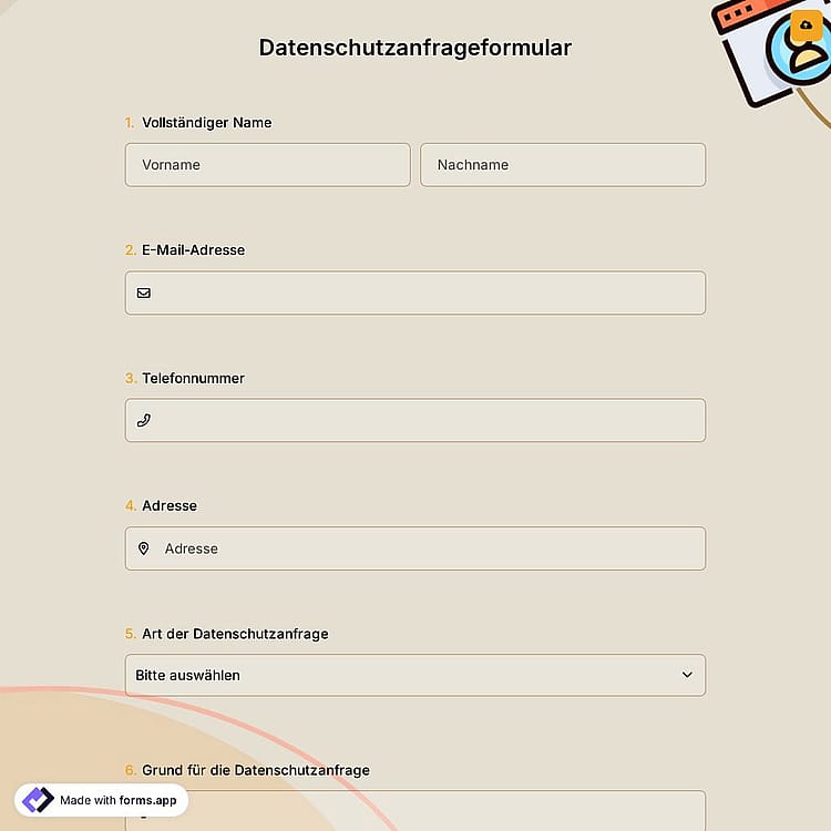 Datenschutzanfrageformular