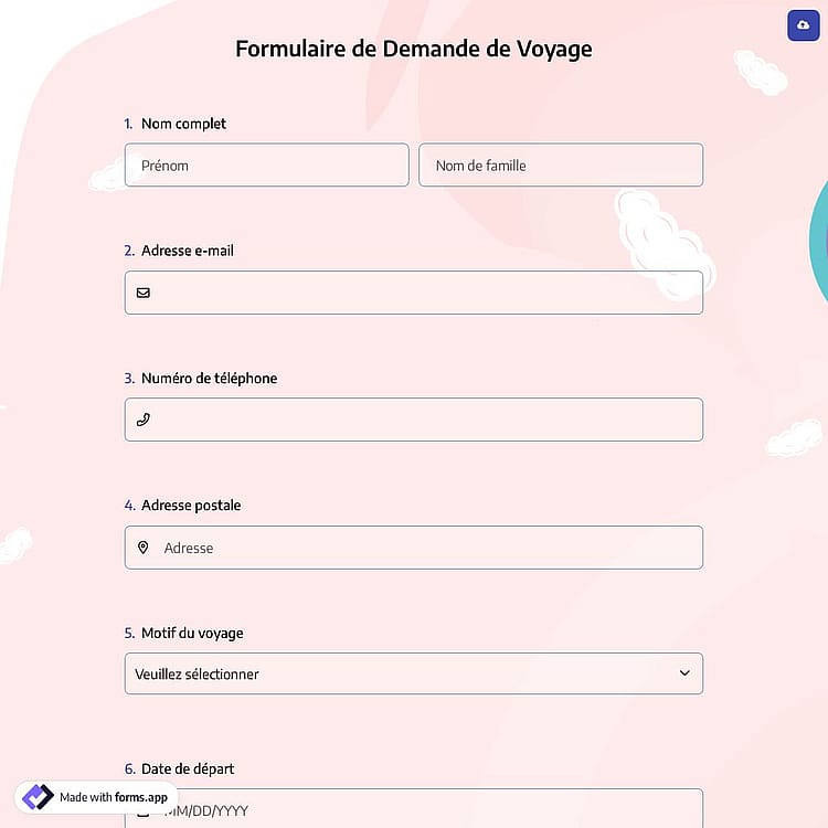 Formulaire de Demande de Voyage