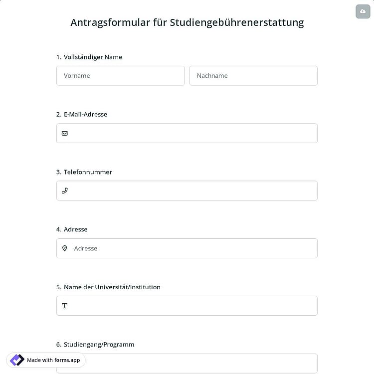 Antragsformular für Studiengebührenerstattung