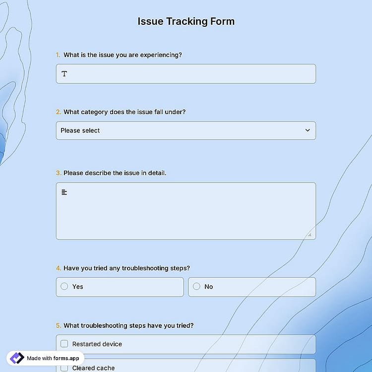 Issue Tracking Form
