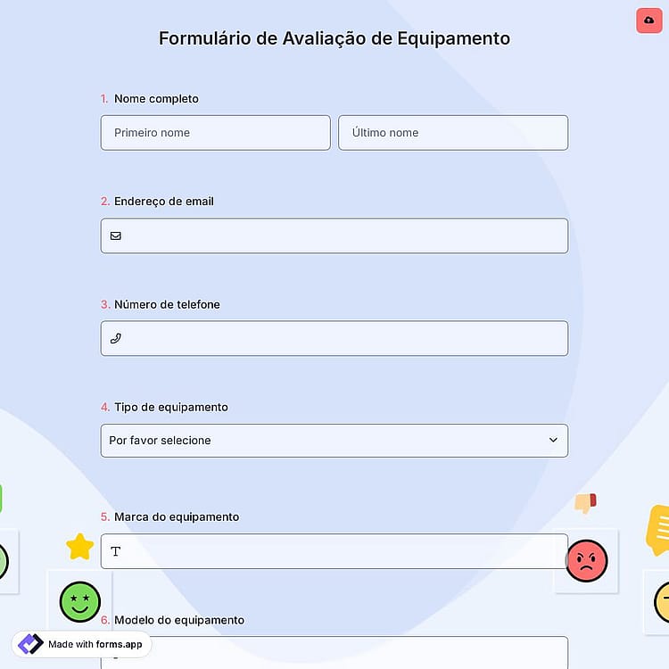 Formulário de Avaliação de Equipamento