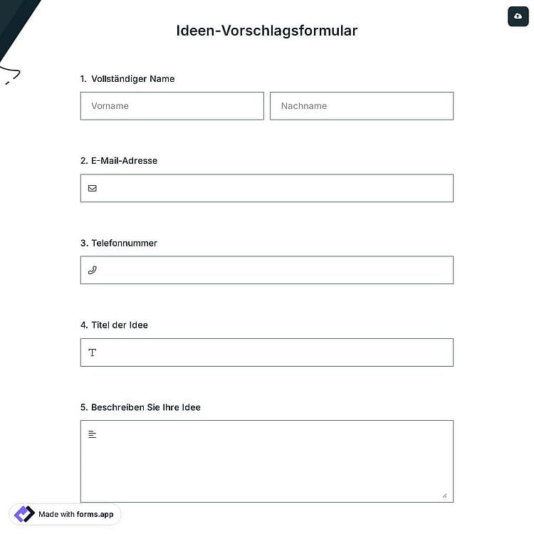 Ideen-Vorschlagsformular