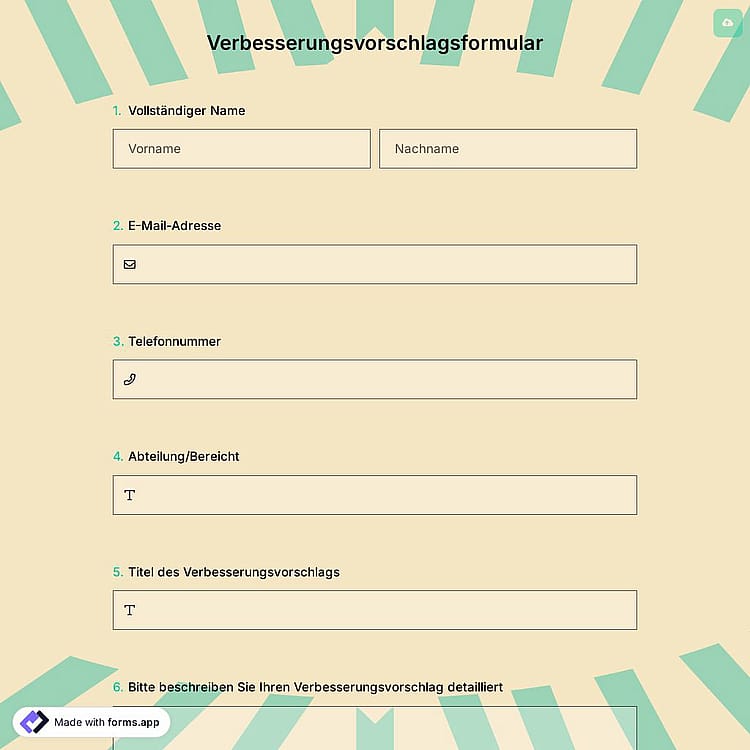 Verbesserungsvorschlagsformular