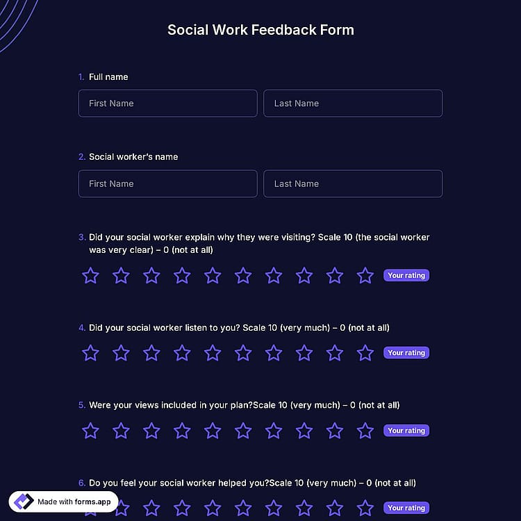 Social Work Feedback Form