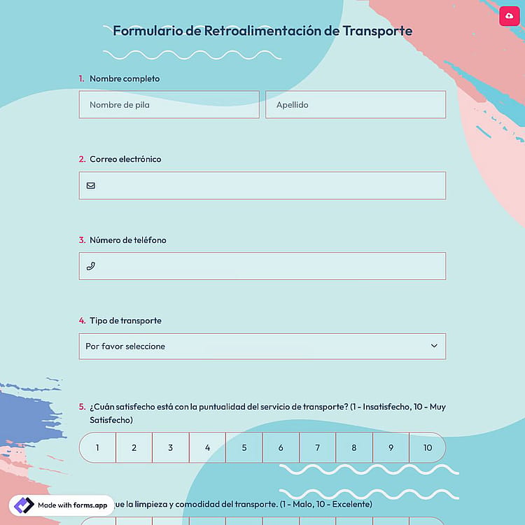 Formulario de Retroalimentación de Transporte