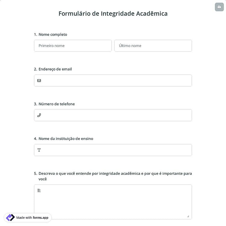 Formulário de Integridade Acadêmica