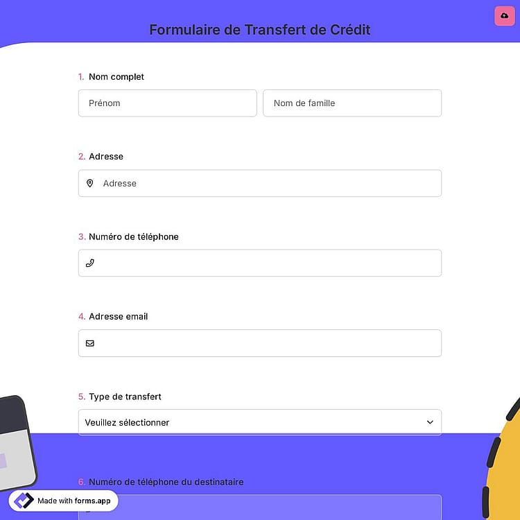 Formulaire de Transfert de Crédit