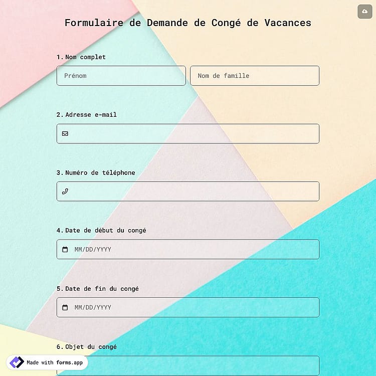 Formulaire de Demande de Congé de Vacances