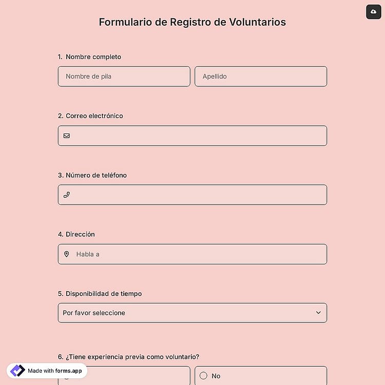 Formulario de Registro de Voluntarios