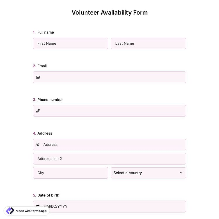 Volunteer Availability Form
