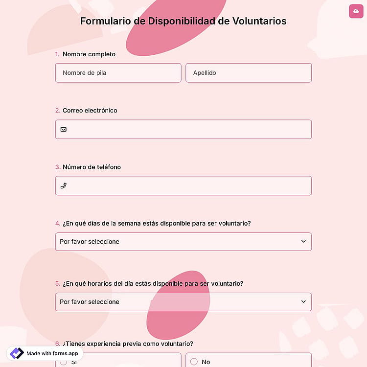 Formulario de Disponibilidad de Voluntarios