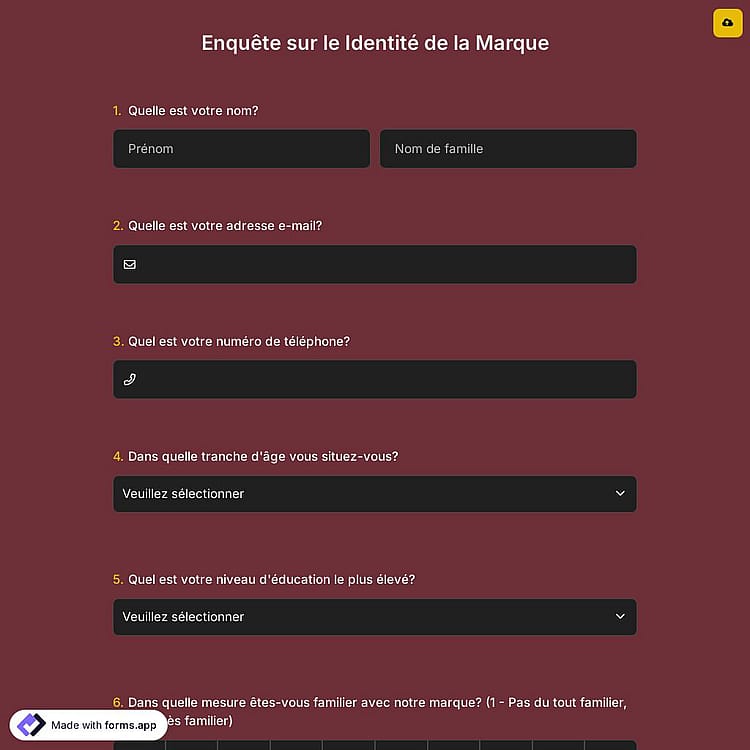 Enquête sur le Identité de la Marque