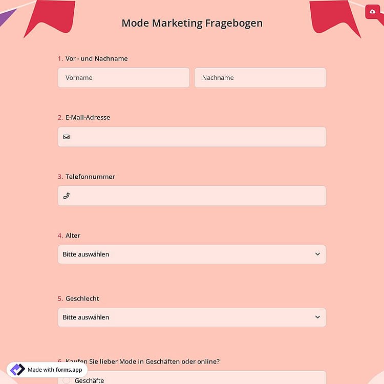 Mode Marketing Fragebogen