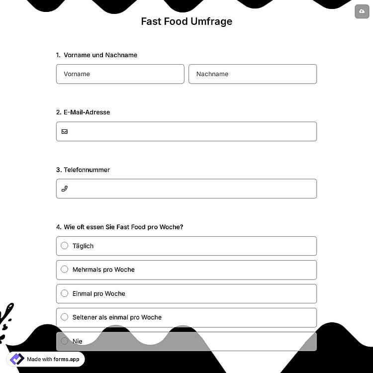 Fast Food Umfrage