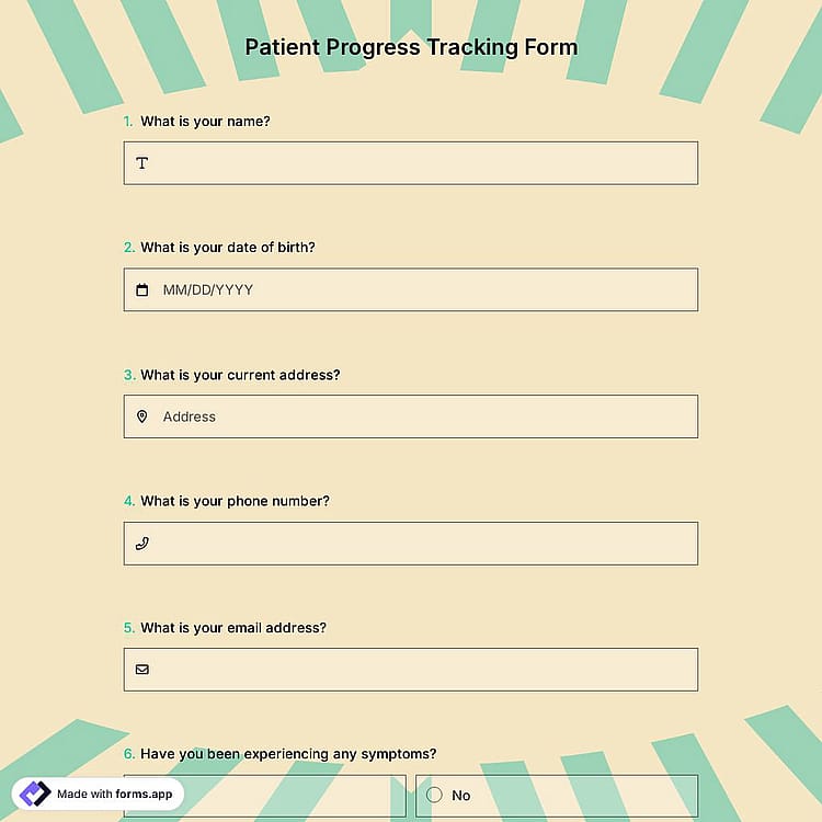 Patient Progress Tracking Form