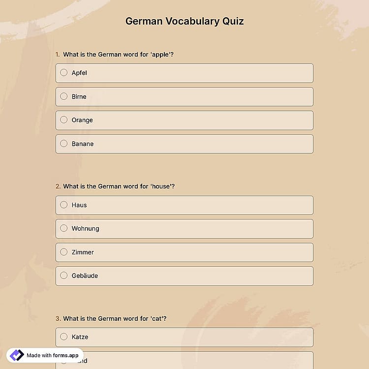German Vocabulary Quiz