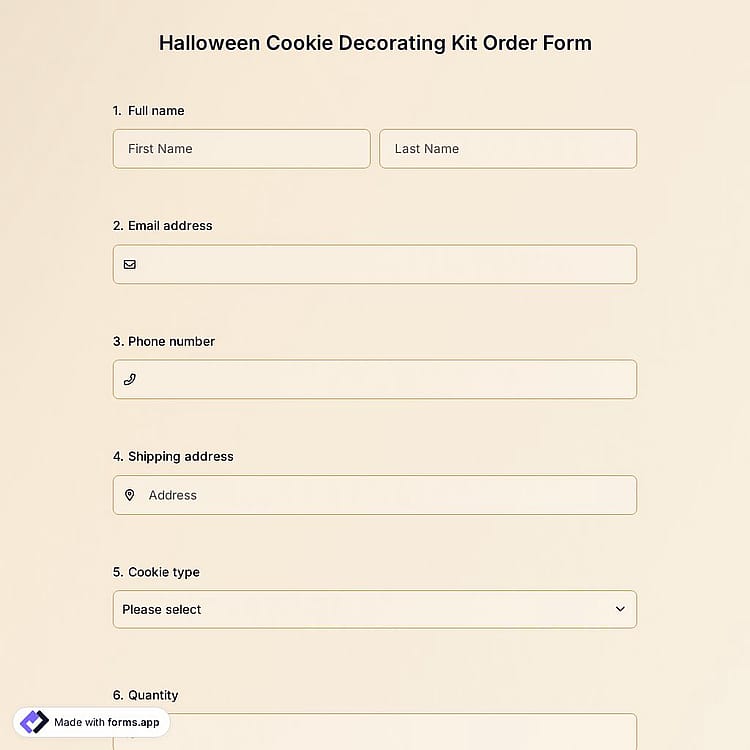 Halloween Cookie Decorating Kit Order Form