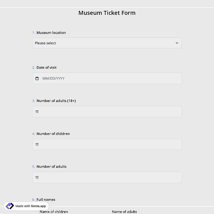 Museum Ticket Form