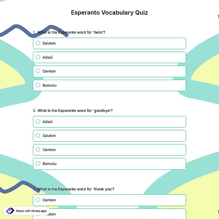 Esperanto Vocabulary Quiz