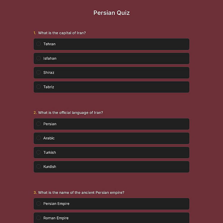 Persian Quiz