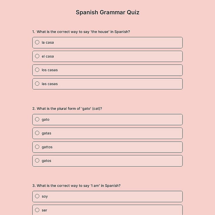 Spanish Grammar Quiz